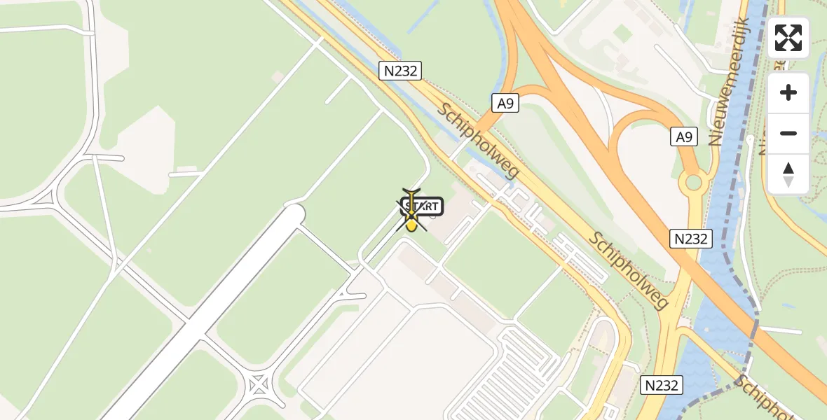 Vluchtroute Politiehelikopter van Schiphol naar Schiphol