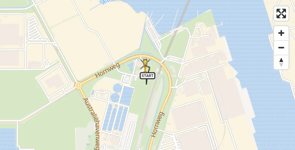 Vluchtroute Traumahelikopter van Amsterdam Heliport naar Amsterdam Heliport