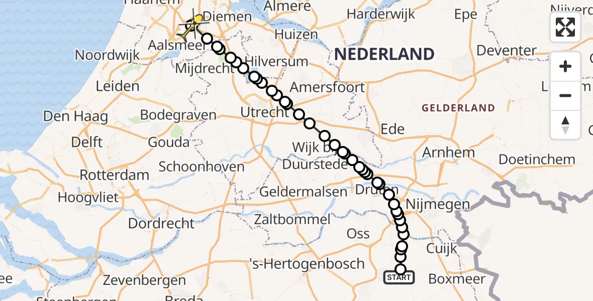 Routekaart van de vlucht: Politieheli naar Schiphol, Zeelandsedijk