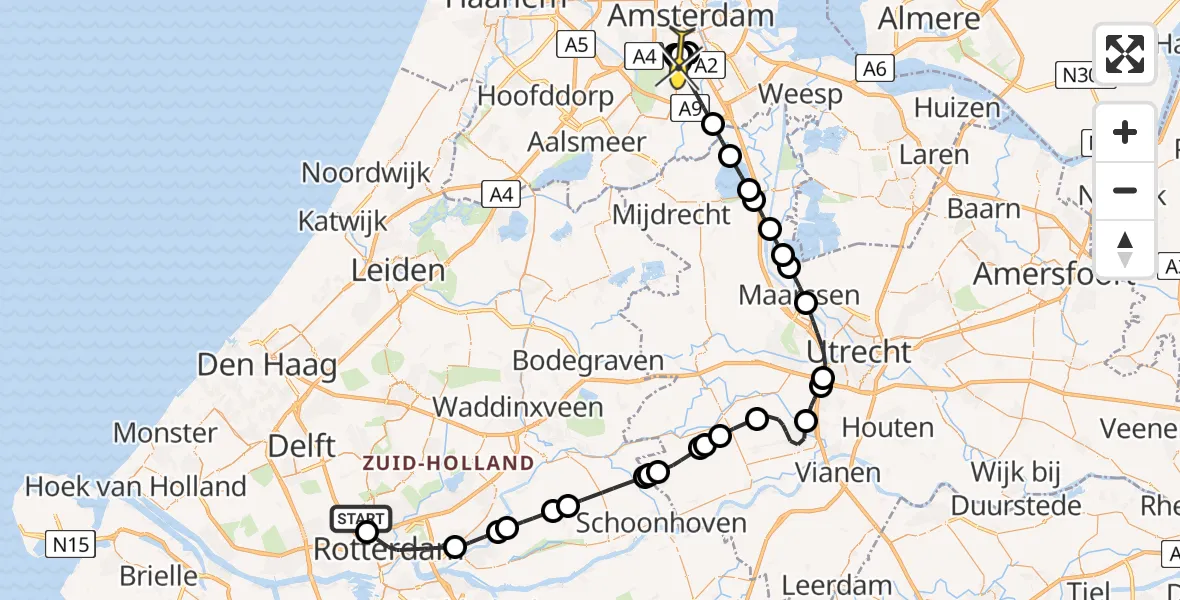 Routekaart van de vlucht: Politieheli naar Amsterdam, Van der Duijn van Maasdamweg