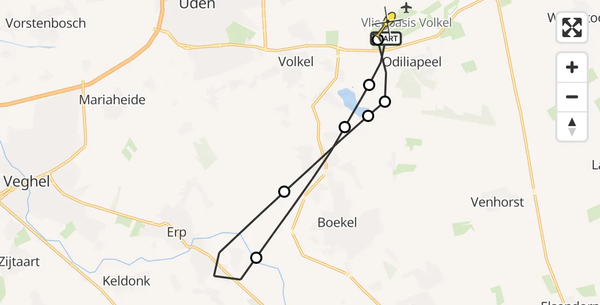 Routekaart van de vlucht: Lifeliner 3 naar Vliegbasis Volkel, Oosterheidestraat