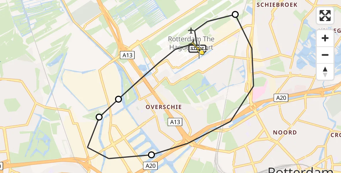 Routekaart van de vlucht: Lifeliner 2 naar Rotterdam The Hague Airport, Rotterdam Airportbaan