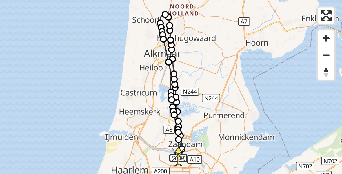 Routekaart van de vlucht: Lifeliner 1 naar Amsterdam Heliport, Elbaweg