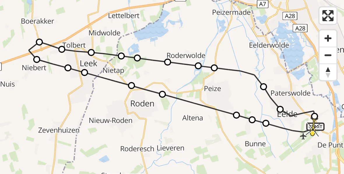 Routekaart van de vlucht: Lifeliner 4 naar Groningen Airport Eelde, Hoofdweg