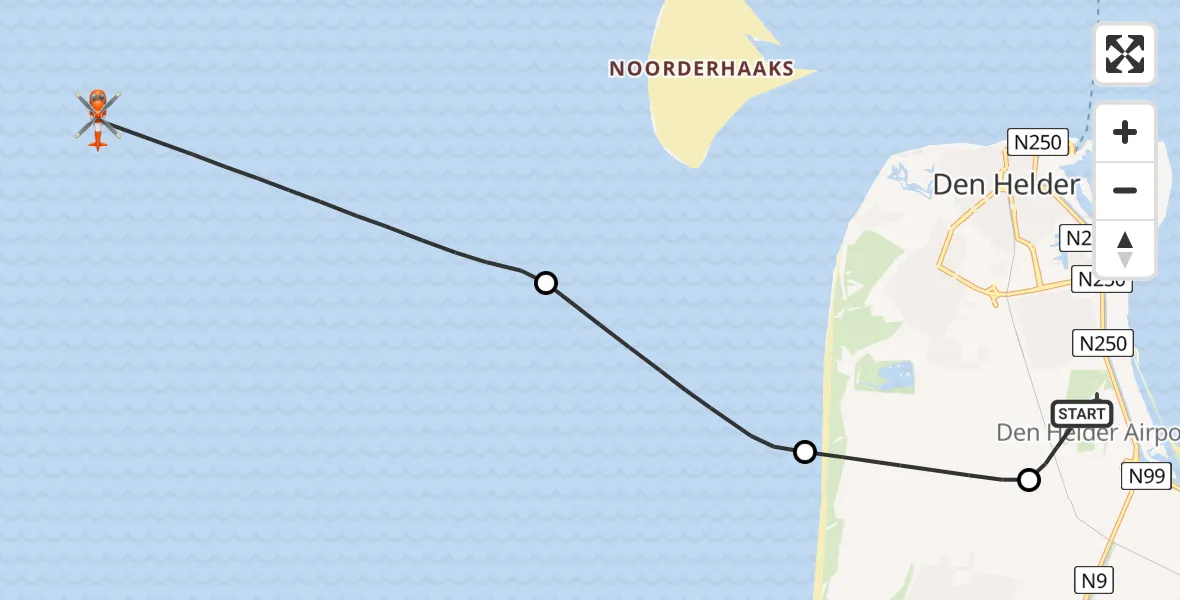 Vluchtroute Kustwachthelikopter Vliegveld De Kooy - , 22 januari 2025, 15:27