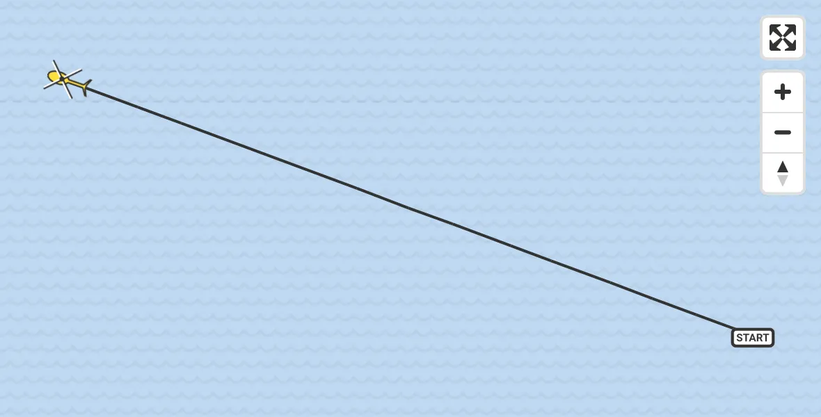 Routekaart van de vlucht: Kustwachthelikopter naar 