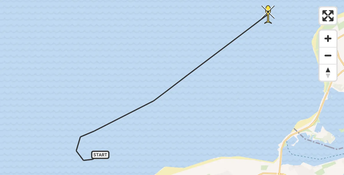 Routekaart van de vlucht: Kustwachthelikopter naar 