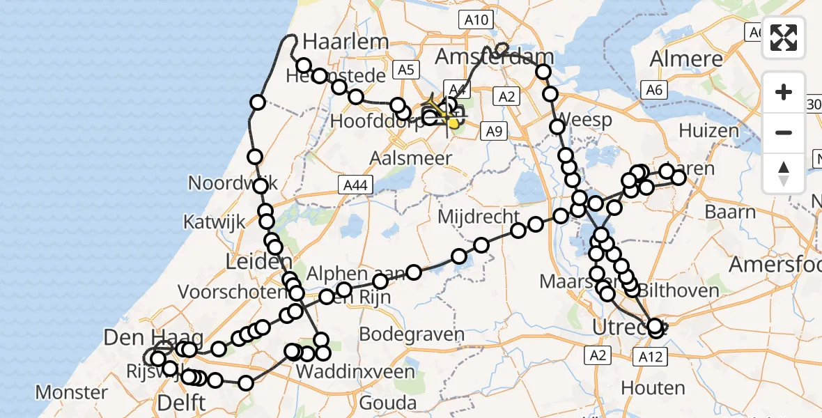 Routekaart van de vlucht: Politieheli naar Schiphol, Loevesteinse Randweg