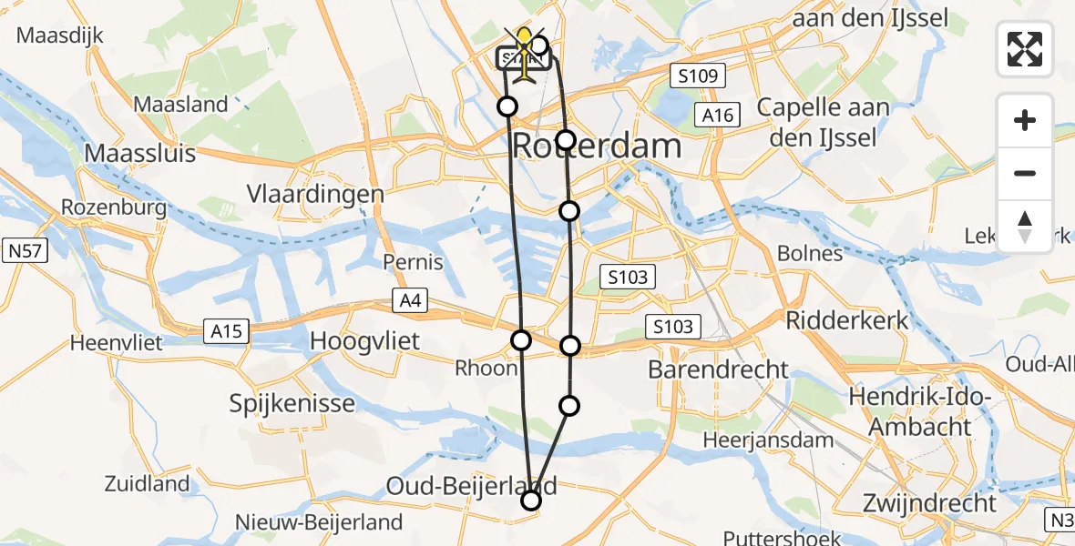 Routekaart van de vlucht: Lifeliner 2 naar Rotterdam The Hague Airport, Welschapstraat