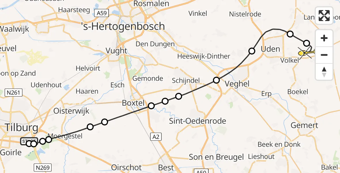 Routekaart van de vlucht: Lifeliner 3 naar Vliegbasis Volkel, Ambrosiusweg