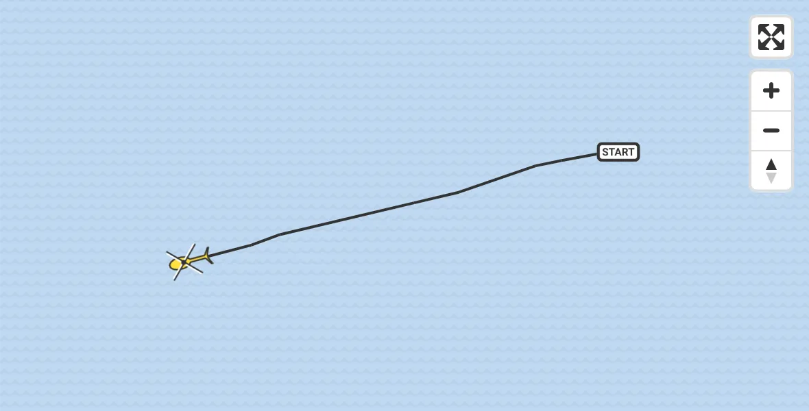 Routekaart van de vlucht: Kustwachthelikopter naar 