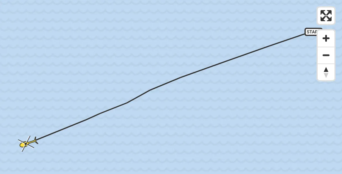 Routekaart van de vlucht: Kustwachthelikopter naar 