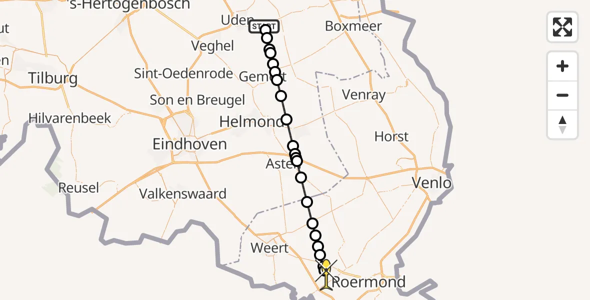 Routekaart van de vlucht: Lifeliner 3 naar Grathem