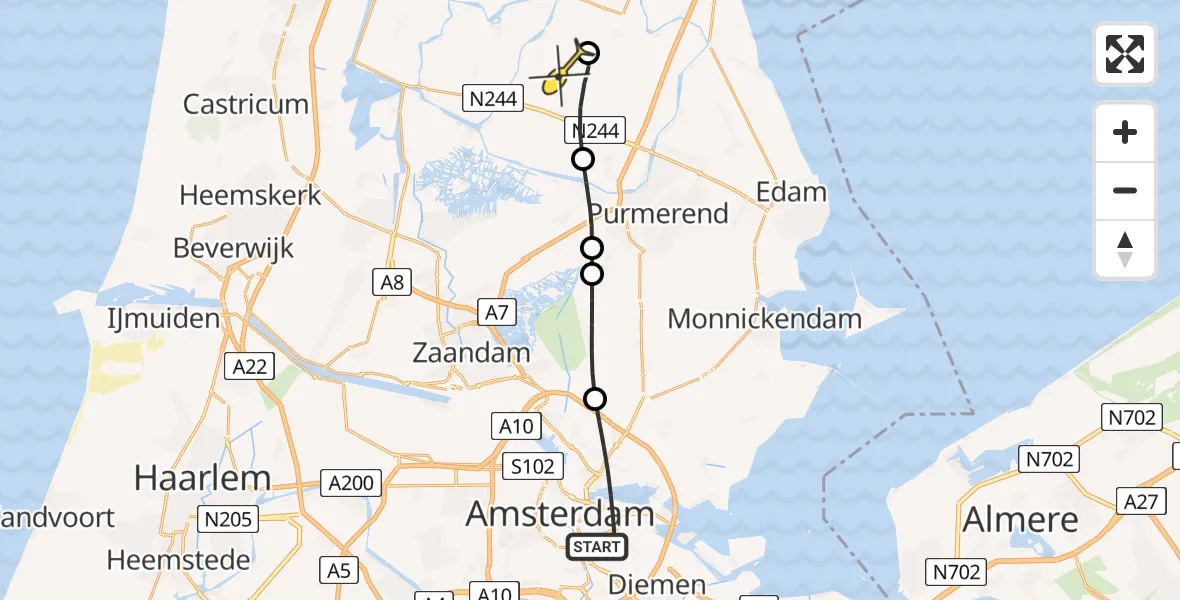 Routekaart van de vlucht: Lifeliner 1 naar Westbeemster