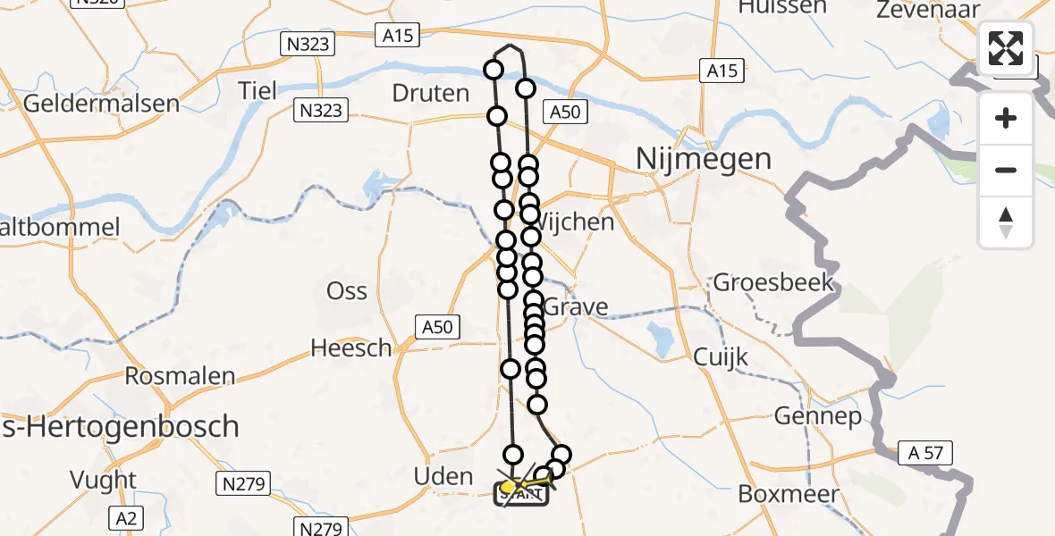 Routekaart van de vlucht: Lifeliner 3 naar Vliegbasis Volkel