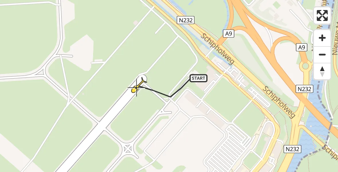 Vluchtroute Politiehelikopter van Schiphol naar Schiphol