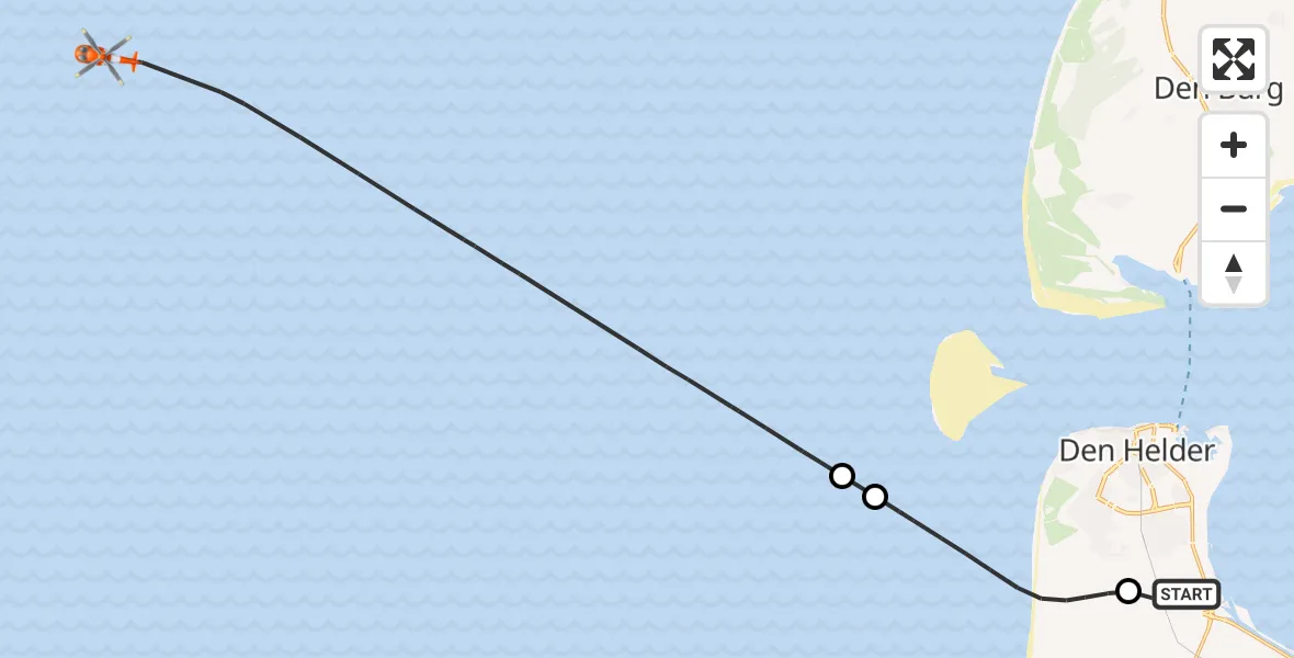 Vluchtroute Kustwachthelikopter Vliegveld De Kooy - , 24 januari 2025, 08:53