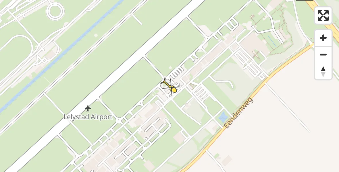 Routekaart van de vlucht: Politiehelikopter naar Lelystad Airport