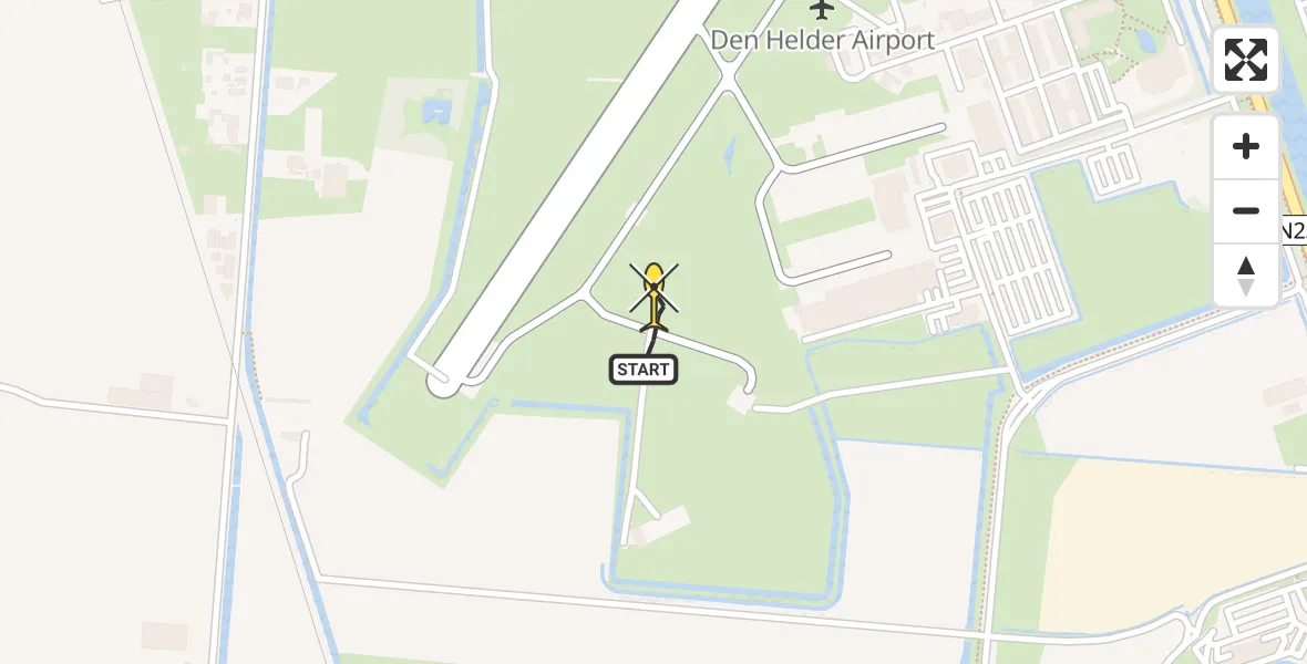 Vluchtroute Kustwachthelikopter van Vliegveld De Kooy naar Vliegveld De Kooy