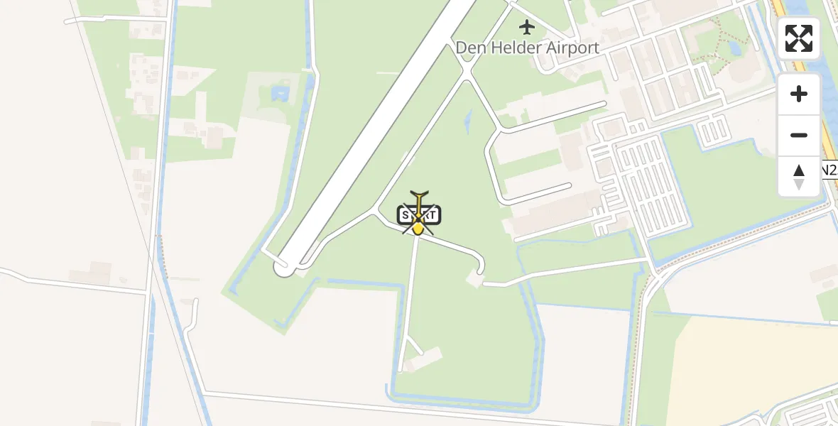 Vluchtroute Kustwachthelikopter van Vliegveld De Kooy naar Vliegveld De Kooy