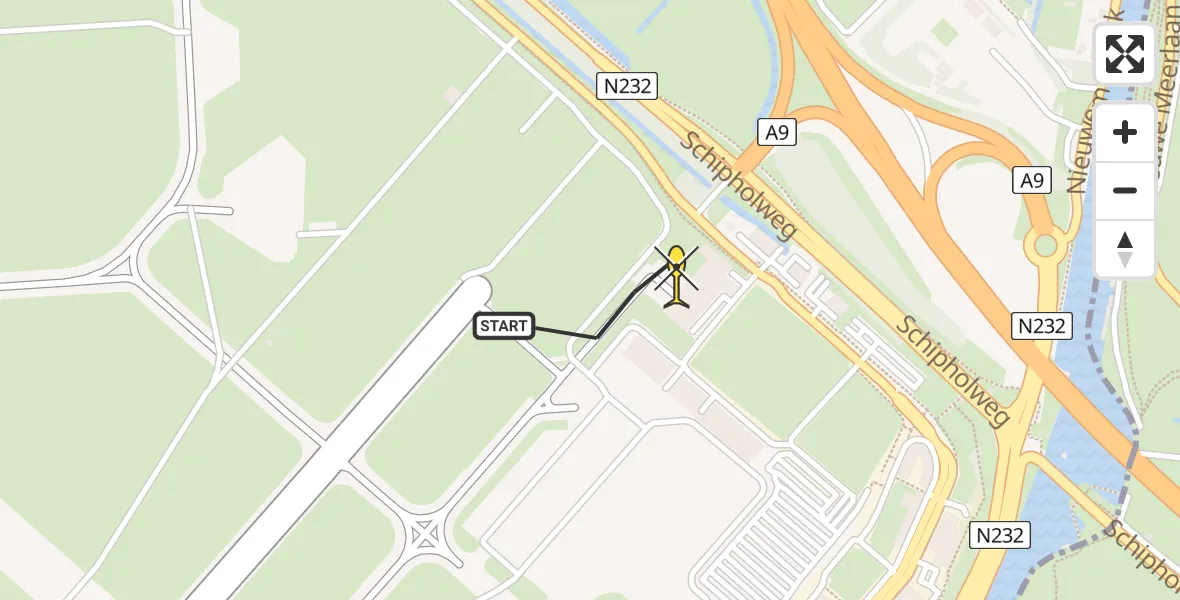 Routekaart van de vlucht: Politiehelikopter naar Schiphol, Walaardt Sacréstraat