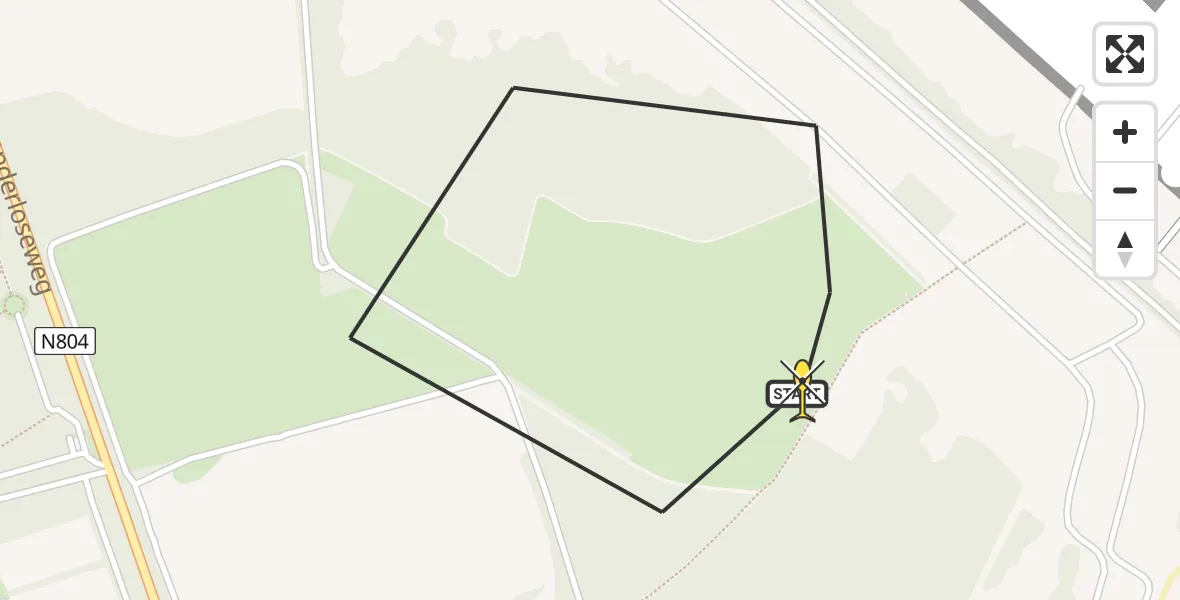 Routekaart van de vlucht: Politiehelikopter naar Arnhem, West Vrijlandweg