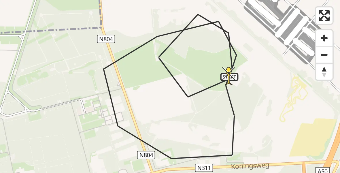 Routekaart van de vlucht: Politiehelikopter naar Arnhem, Hoenderloseweg