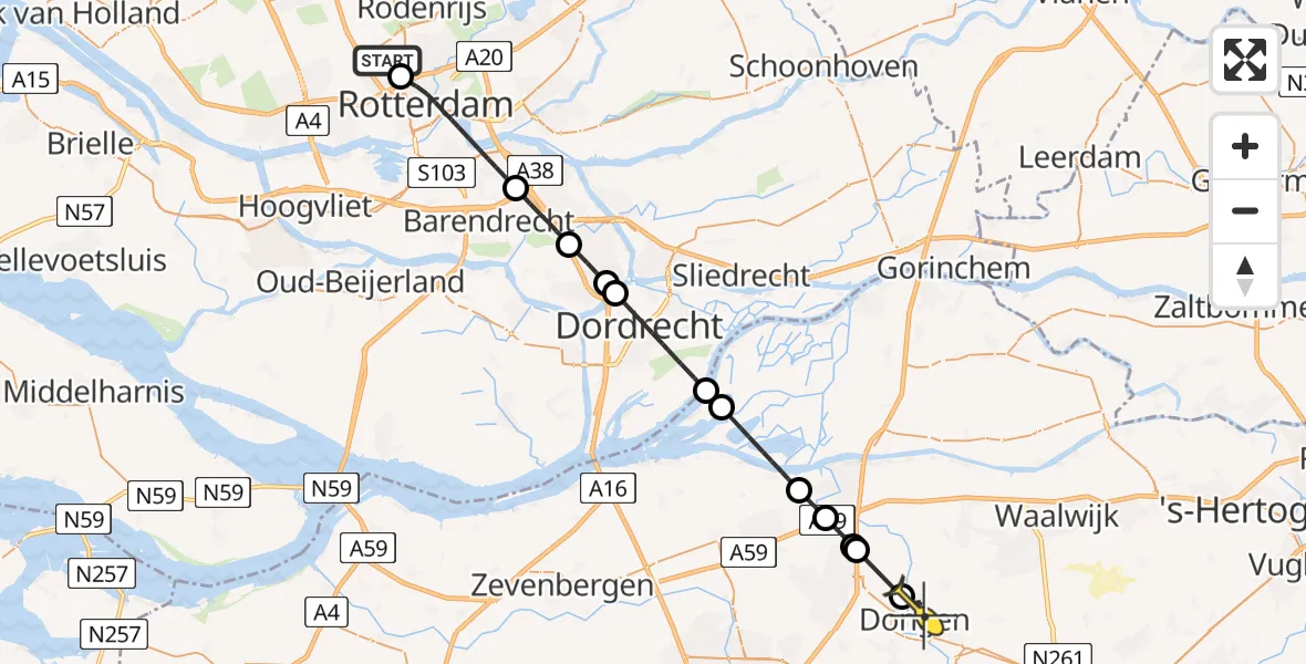 Routekaart van de vlucht: Lifeliner 2 naar Dongen, Van Leeuwenhoekhof