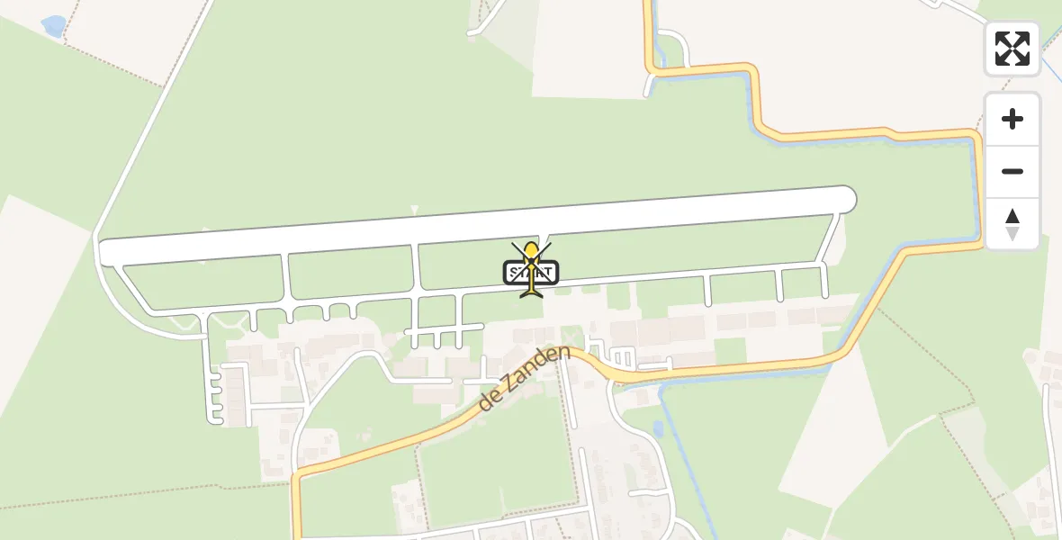 Routekaart van de vlucht: Politiehelikopter naar Vliegveld Teuge, de Zanden
