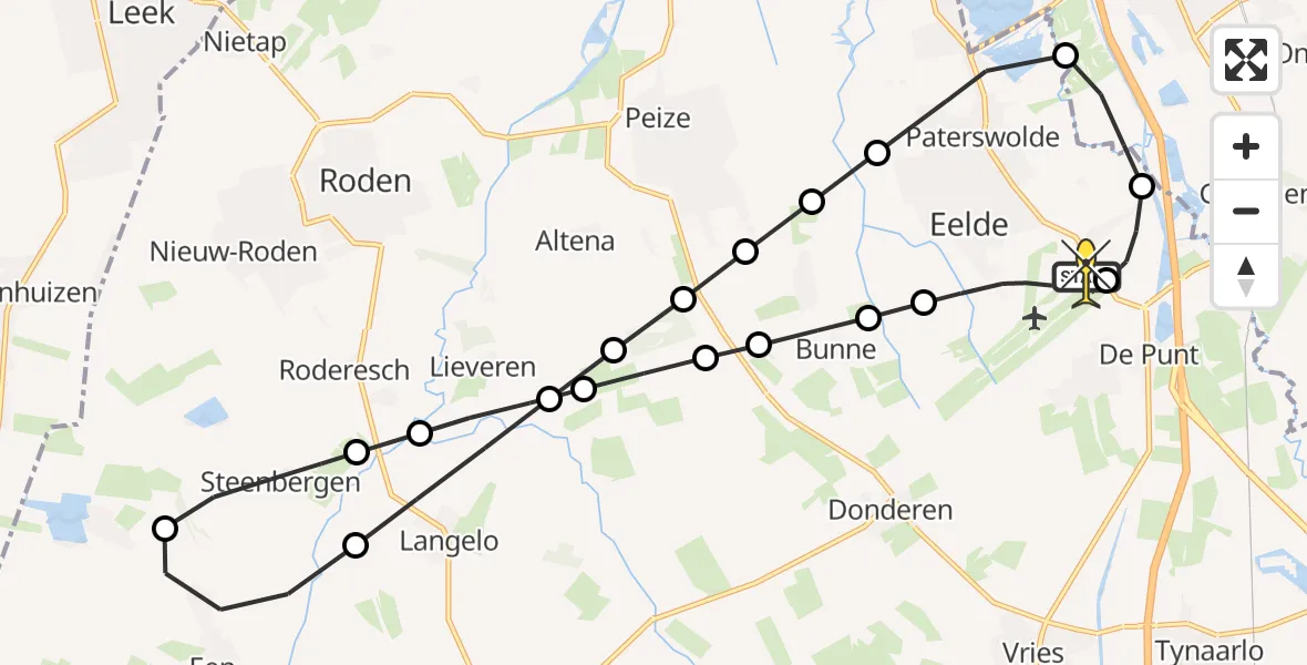 Routekaart van de vlucht: Lifeliner 4 naar Groningen Airport Eelde, Molenweg