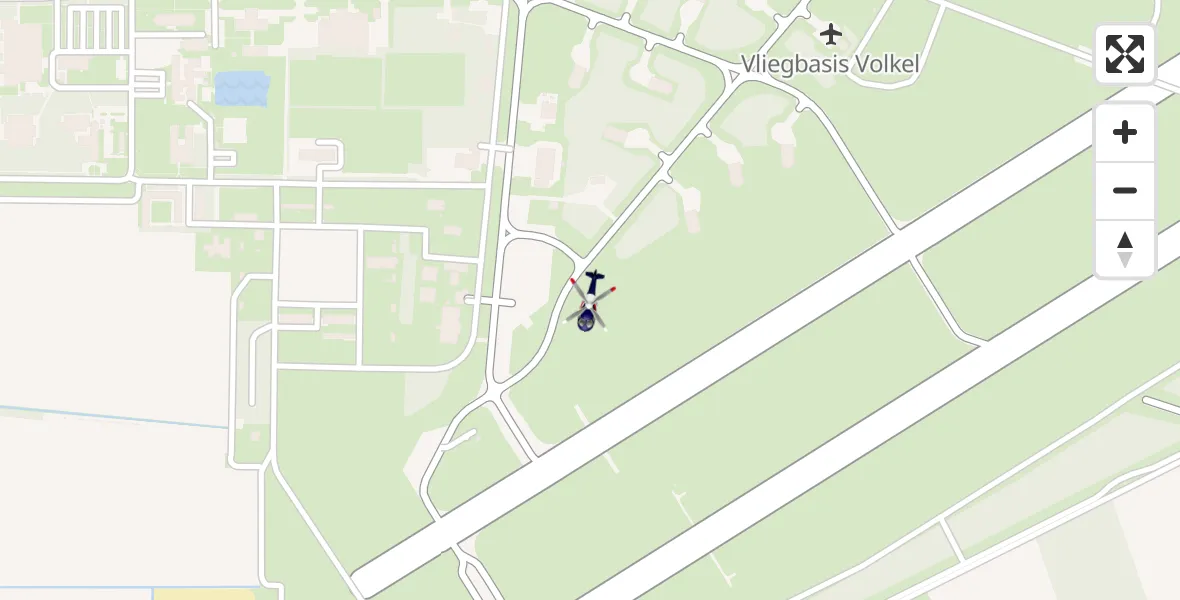 Vluchtroute Politiehelikopter van Vliegbasis Volkel naar Vliegbasis Volkel