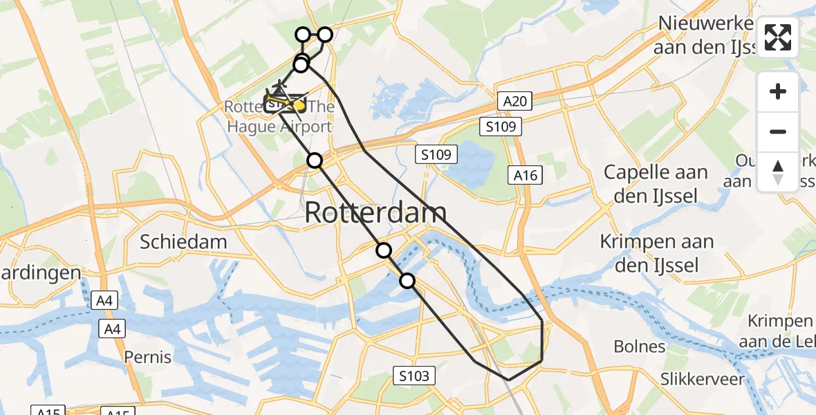 Routekaart van de vlucht: Lifeliner 2 naar Rotterdam The Hague Airport, Zestienhoven