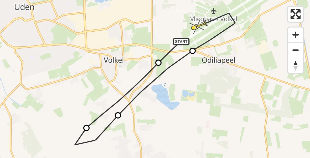 Routekaart van de vlucht: Lifeliner 3 naar Vliegbasis Volkel, Zeelandsedijk