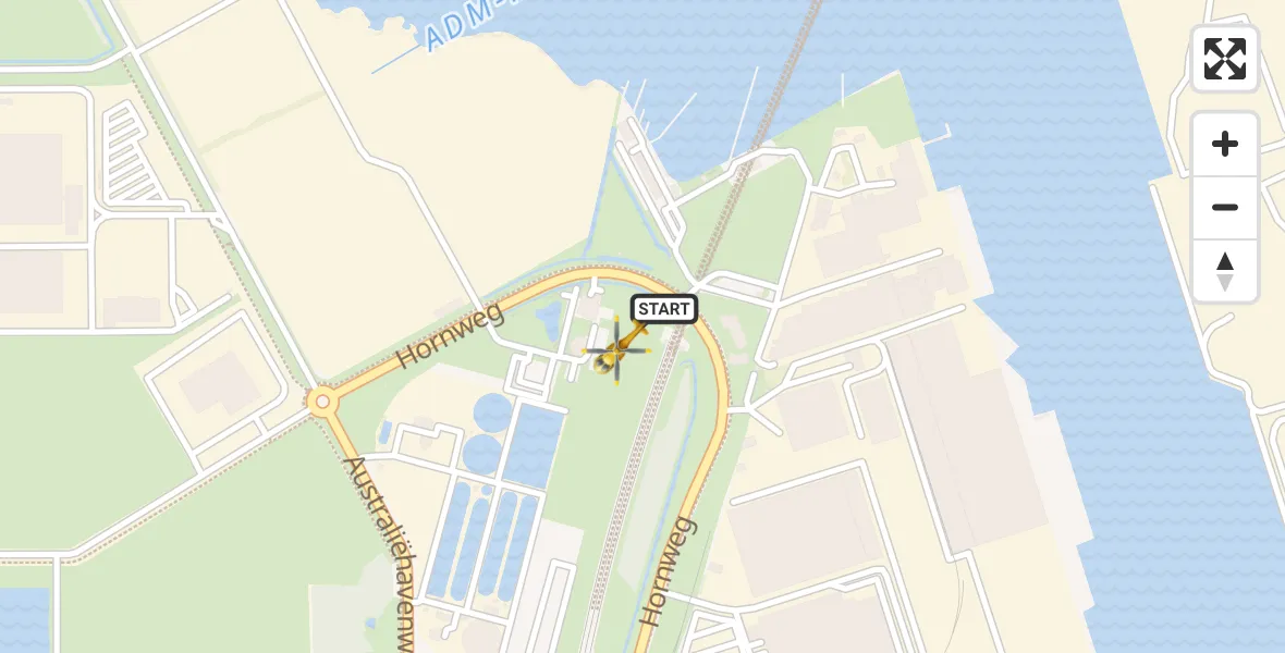 Vluchtroute Traumahelikopter van Amsterdam Heliport naar Amsterdam Heliport