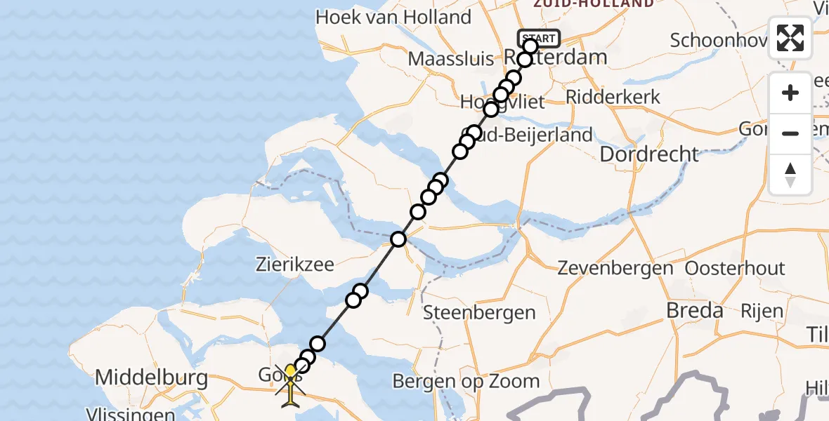 Routekaart van de vlucht: Lifeliner 2 naar Kloetinge, Plassingel