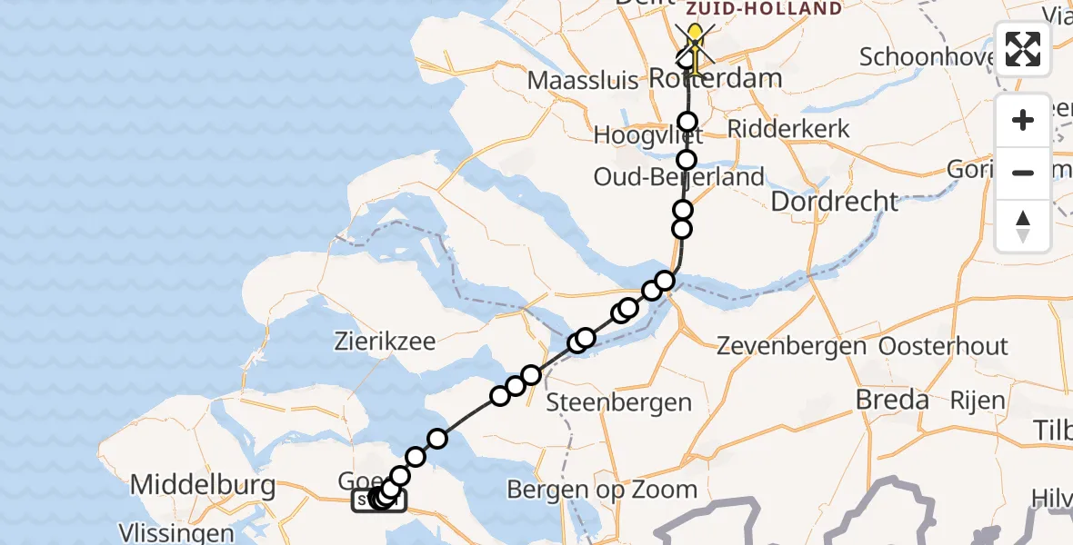 Routekaart van de vlucht: Lifeliner 2 naar Rotterdam The Hague Airport, Kasteelweg