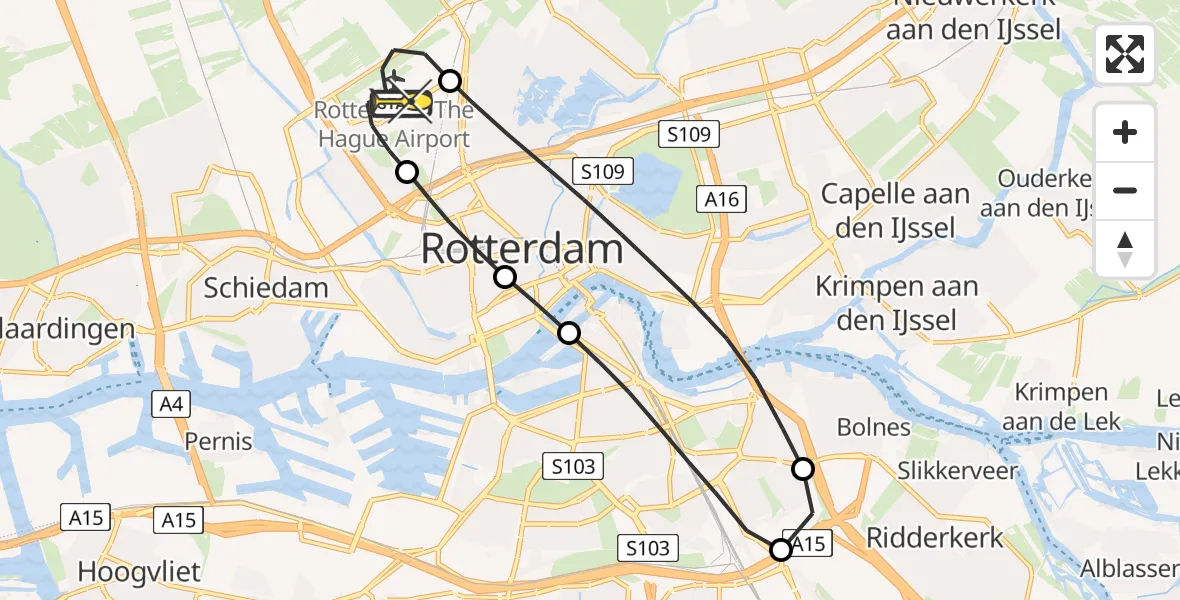 Routekaart van de vlucht: Lifeliner 2 naar Rotterdam The Hague Airport, Kastrupbaan