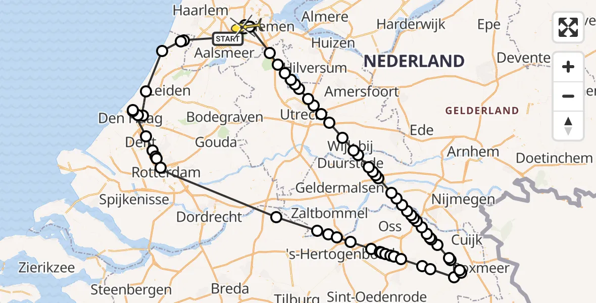 Routekaart van de vlucht: Politieheli naar VU Medisch Centrum Amsterdam, Noorder Leidsevaart