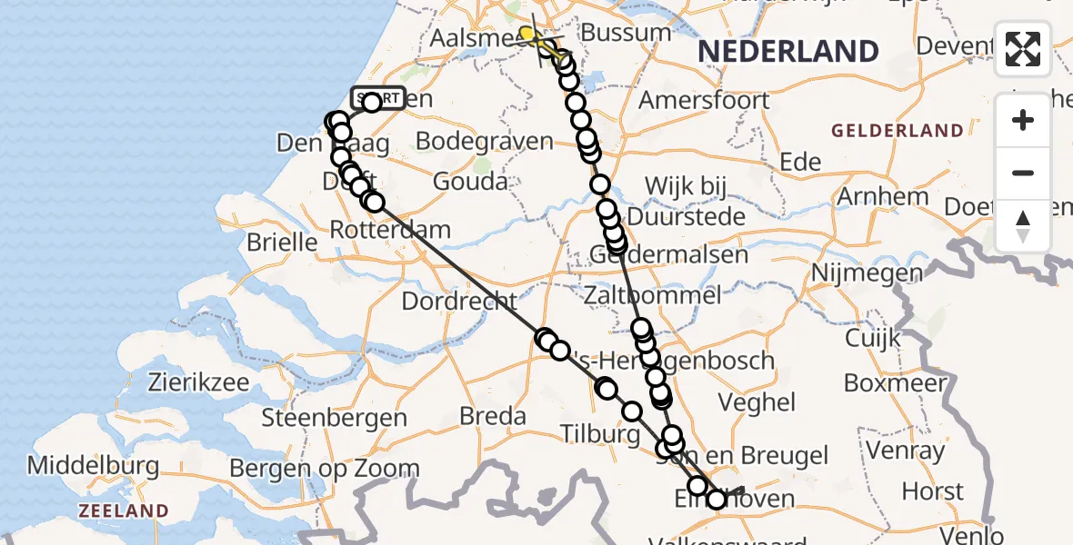 Routekaart van de vlucht: Politieheli naar Abcoude, Ammonslaantje