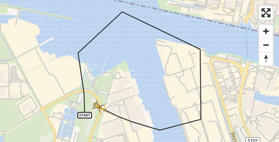 Vluchtroute Traumahelikopter van Amsterdam Heliport naar Amsterdam Heliport