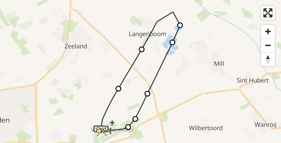 Routekaart van de vlucht: Lifeliner 3 naar Vliegbasis Volkel, Zeelandsedijk