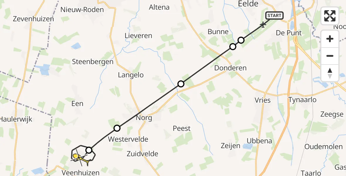 Routekaart van de vlucht: Lifeliner 4 naar Veenhuizen, Lugtenbergerweg