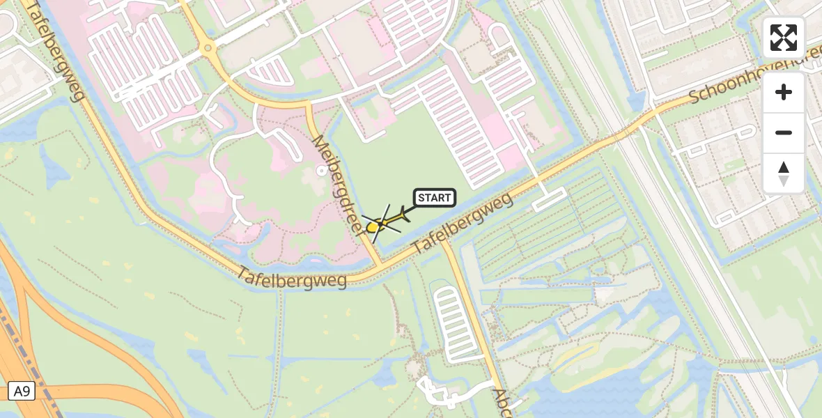 Routekaart van de vlucht: Lifeliner 1 naar Academisch Medisch Centrum (AMC), Helipad