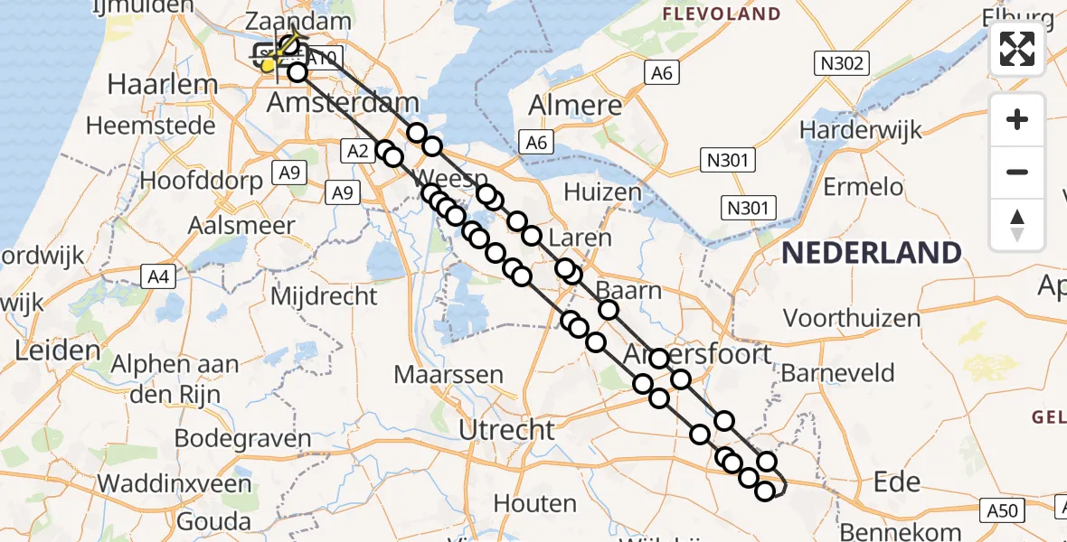 Routekaart van de vlucht: Lifeliner 1 naar Amsterdam Heliport, Maltaweg