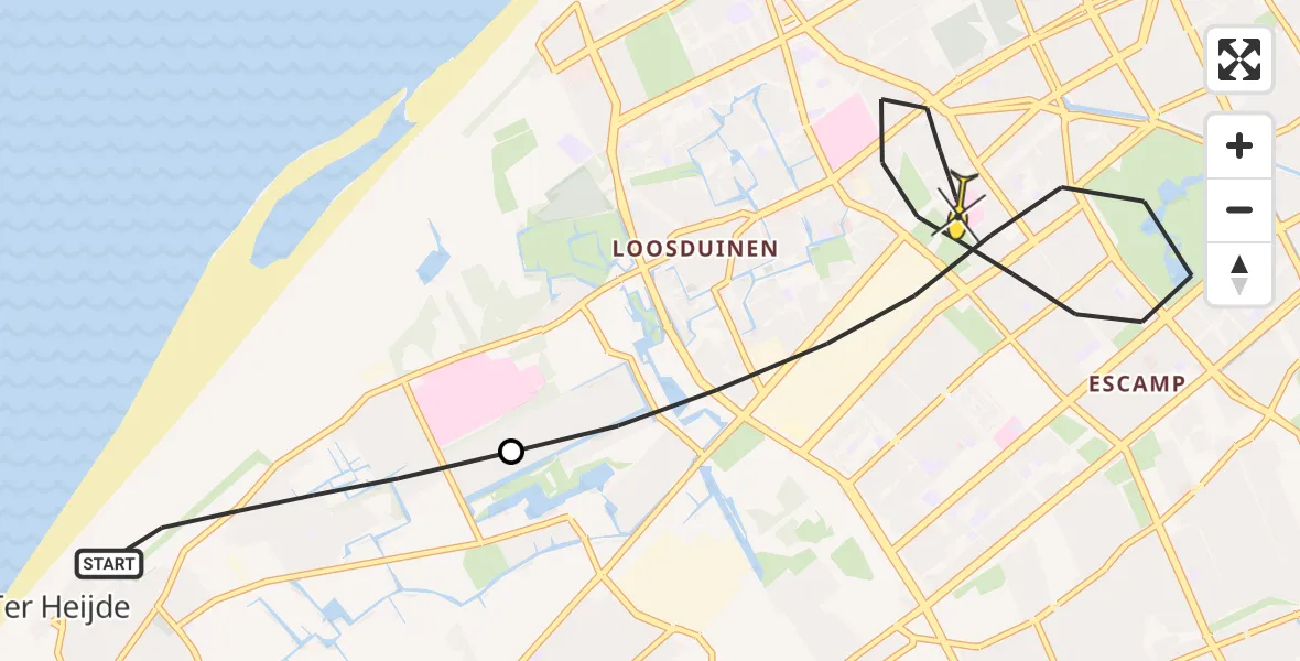 Routekaart van de vlucht: Lifeliner 2 naar Den Haag, Haagweg