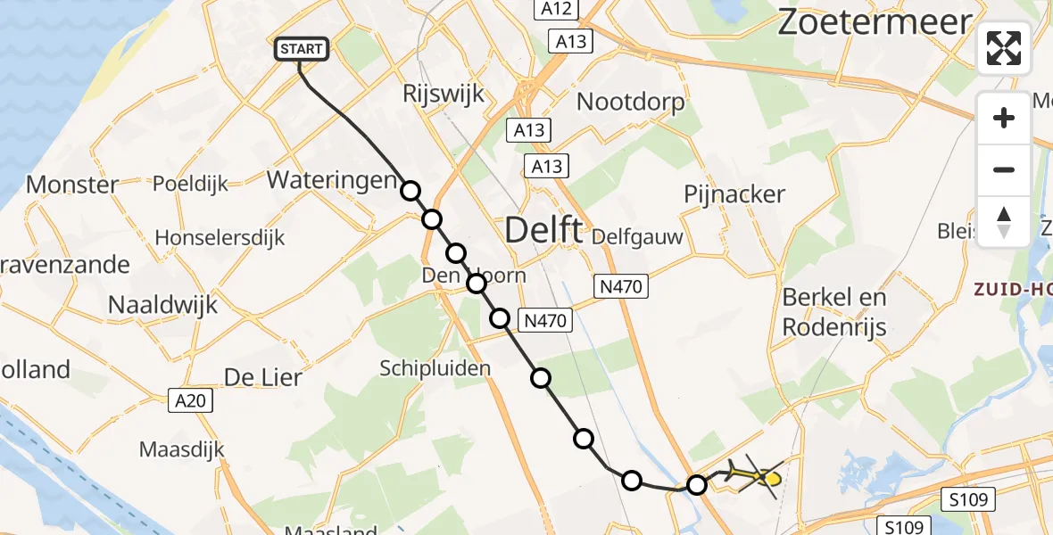 Routekaart van de vlucht: Lifeliner 2 naar Rotterdam The Hague Airport, Hengelolaan