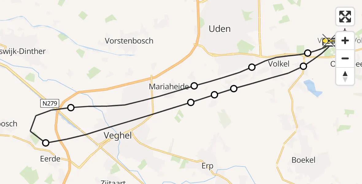 Routekaart van de vlucht: Lifeliner 3 naar Vliegbasis Volkel, Rondweg Volkel