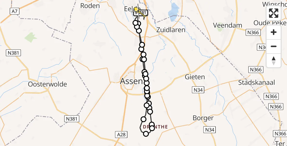 Routekaart van de vlucht: Lifeliner 4 naar Groningen Airport Eelde, Moespot