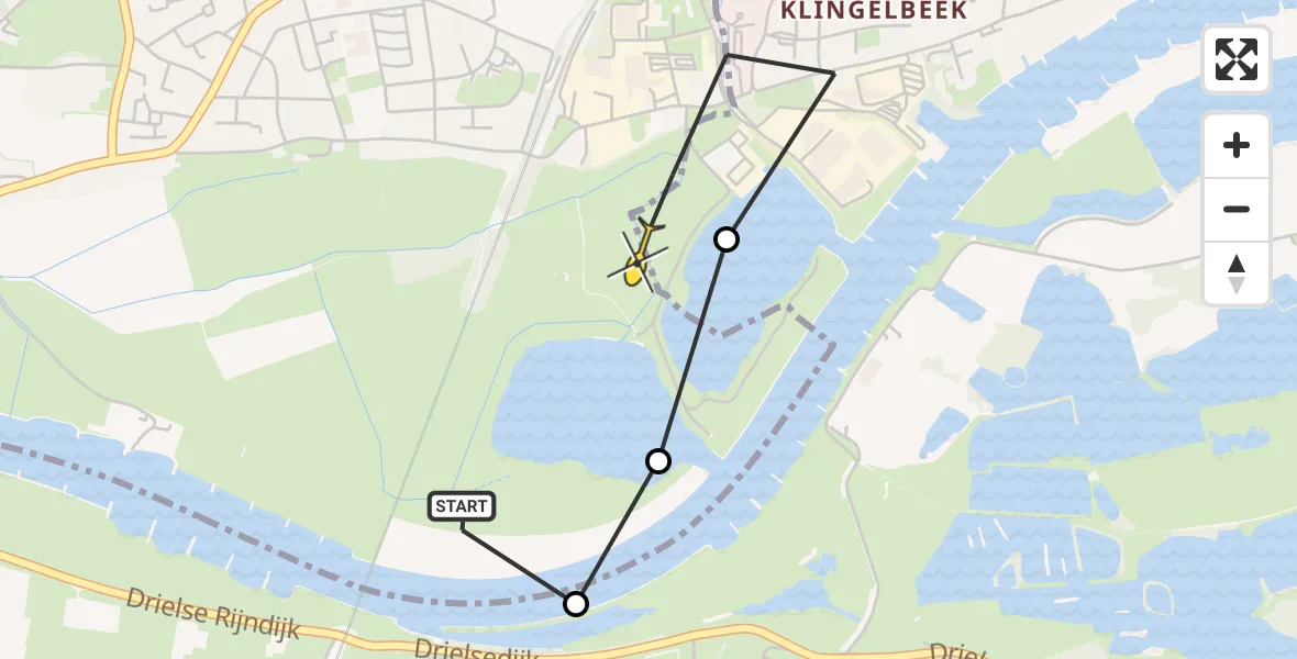 Routekaart van de vlucht: Lifeliner 3 naar Arnhem, Rosandepolder