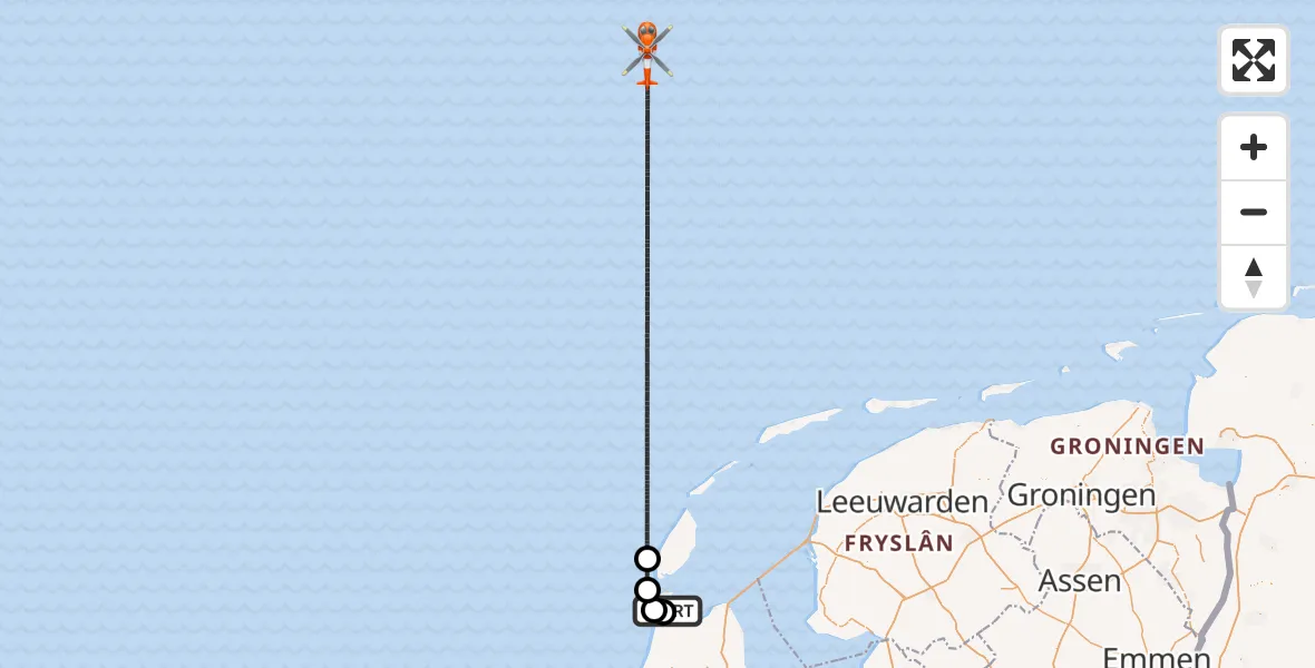 Vluchtroute Kustwachthelikopter Vliegveld De Kooy - , 26 januari 2025, 14:29